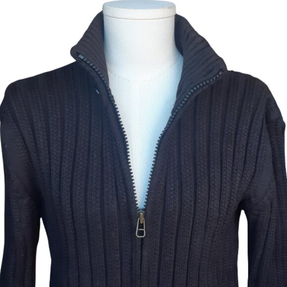 LCR 04s Black Full Zip Wool Blend Sweater Detachable Collar Buckle Detail - Picture 3 of 16